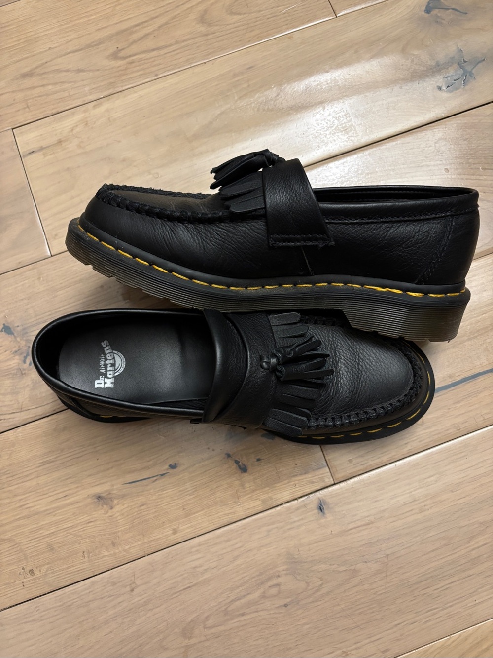 Dr. Martens Black Leather Tassel Kiltie Slip-On Loafers - Picture 2 of 4